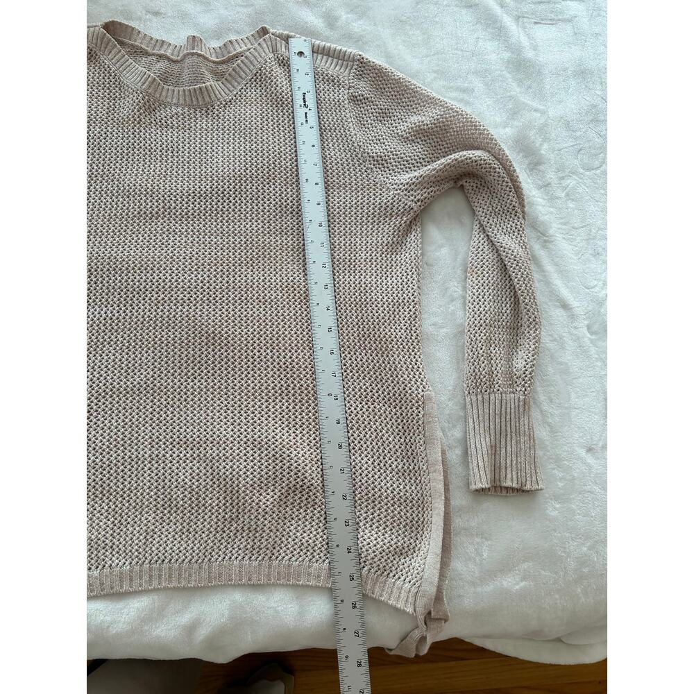 Lysse Fish Net Long Sweater with Side Ties Beige Beachy Oversized Small XC - Picture 7 of 11